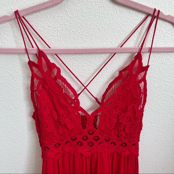Free People / NWT FP One Bright Red Adella Maxi Slip Dress - Picture 5 of 8